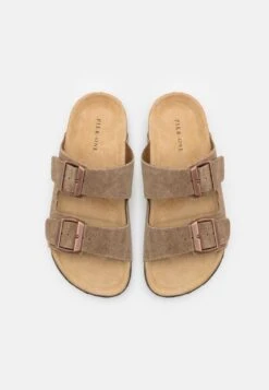 Pier One LEATHER UNISEX - Pantolette Flach - Stone -Pier One Sales Store 8a668f54d8c54cffbe49465b492ae069